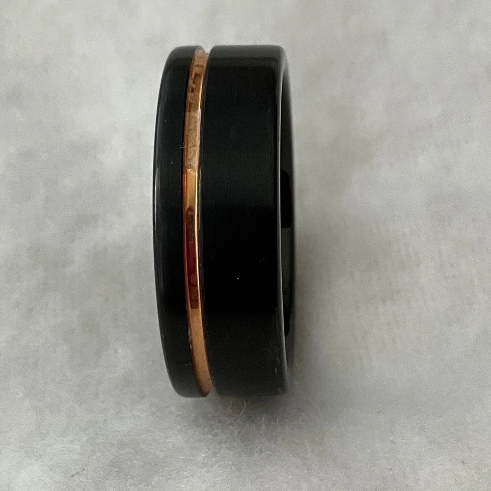 THORUM Minimalist Black Tungsten Gold Band Ring Size 11